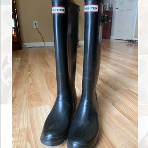 Hunter Black Tall Rainboot, Matte Original
